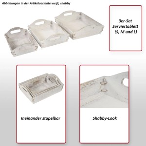 MCW 3er Set Tablett C50 Shabby-Look Vintage Braun Shabby