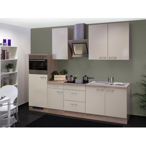 Flex-Well Küchenzeile Orlando, 270 cm, Kaschmir Glanz/Sonoma Eiche NB, mit E-Geräten.