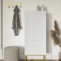 Selsey Veldio Schuhschrank, weiß, 50 cm, mit Rillenfront und goldfarbenem Gestell im Eingangsbereich.