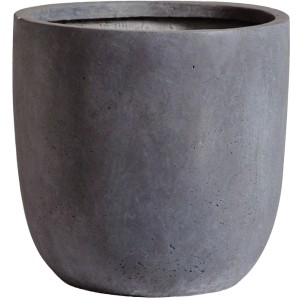 Grauer Mega Collections EggPot Pflanztopf D45 aus Clayfibre für den Außenbereich.