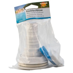 Summer Fun Rücklaufdüse aus Kunststoff, verstellbar, mit Winterverschlusskappe für 32/38mm Schlauchanschluss.