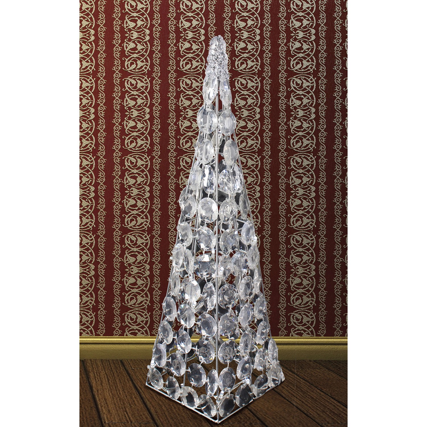 LED Pyramide aus Acryl, 45cm hoch, für festliche Weihnachtsdeko im Innenbereich.