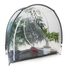 Videx Frostschutzhaus ICE mit Reißverschlüssen, transparent/grau, für Pflanzen im Garten.