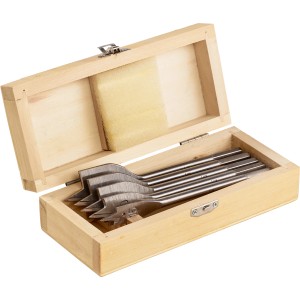 LUX Flachfräsbohrer-Satz, 5-teilig in Holzkiste. Bohrersets für Holz.