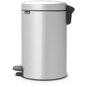 Brabantia NewIcon Treteimer, 12 l, Grau, mit leisem Deckel. Mülleimer für Bad oder Küche.
