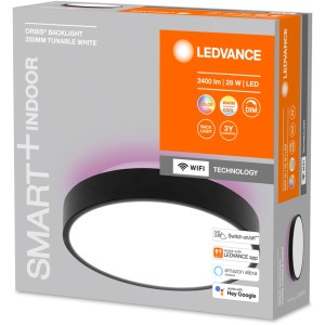 Verpackung der Ledvance Smart+ WiFi Deckenleuchte Orbis Backlight, 35 cm, tunable white.