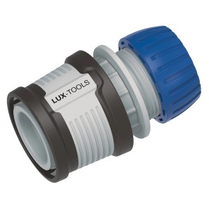 LUX-TOOLS Classic Schlauchstück für Gartenschläuche, Kunststoff, blau/grau.