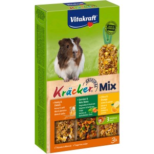 Vitakraft Kräcker Trio für Meerschweinchen: Citrus, Gemüse, Honig. Knabberstangen aus natürlichen Zutaten.