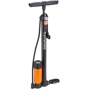Prophete Alu-Stand-Luftpumpe mit Manometer zum Aufpumpen von Fahrradreifen.