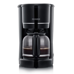 Schwarze Severin Kaffeemaschine KA 4320 mit Glaskanne für bis zu 10 Tassen Kaffee.