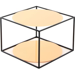 Kayoom Beistelltisch Cody, orange-schwarz, mit Glasplatten in Würfelform.