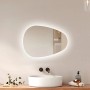 Emke LED Badspiegel mit Anti-Beschlag 60 x 45 cm Asymmetrisch Spiegel mit 3 Dimmbare Lichtfarben