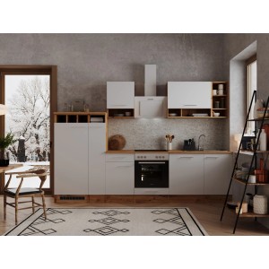 Respekta Küchenzeile 310 cm Weiß-Wildeiche Nachbildung