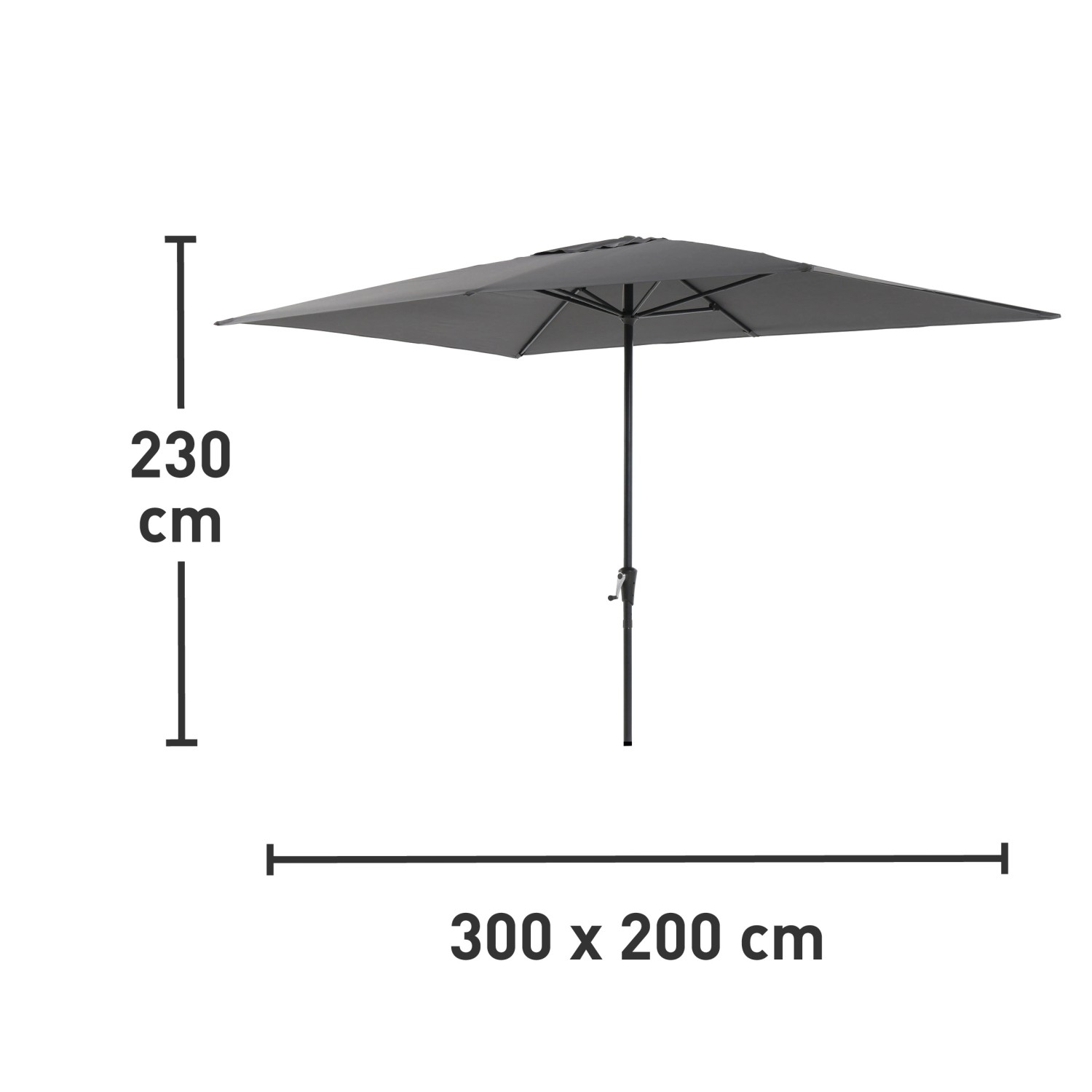 Marktschirm Honolulu 200 cm x 300 cm Anthrazit mit Kurbel kaufen bei OBI