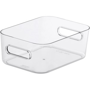 Transparente SmartStore Aufbewahrungsbox Compact Clear S mit Griffen.