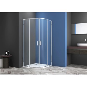 Sanotechnik Rundduschkabine 90x90 cm mit Chromprofilen, Klarglas-Schiebetüren und Easy-Clean im modernen Bad.