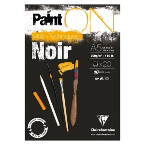 Clairefontaine Block PaintON A5 250 g Schwarz