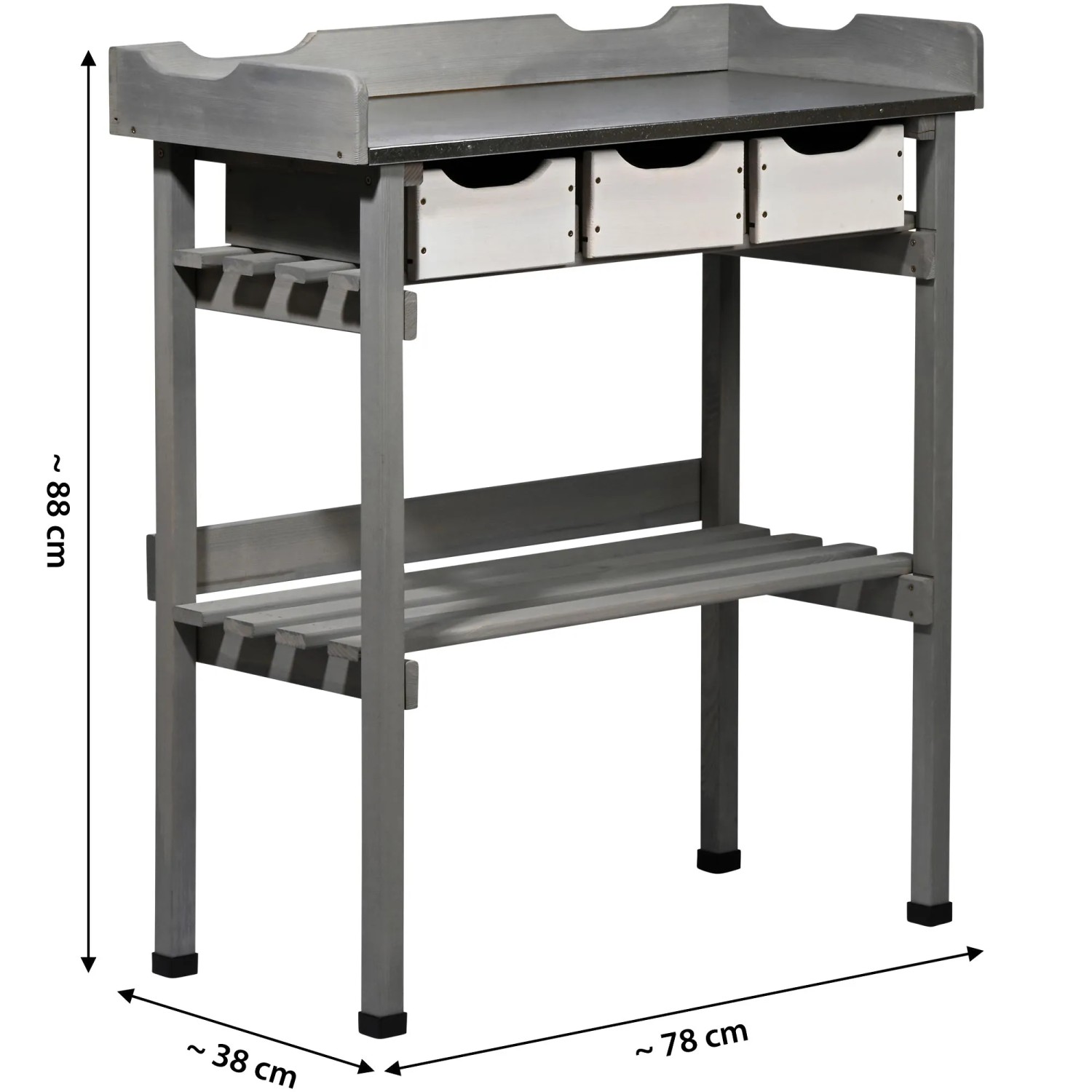 Dobar Pflanztisch mit 3 Schubladen 78 x 38 x 88 cm Grau-Weiß FSC® kaufen bei OBI