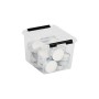 Transparente SmartStore Aufbewahrungsbox Classic 3 l mit Teelichtern und schwarzem Deckel.