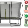 Schwarzes EXIT Silhouette Gartentrampolin 244x366cm mit Sicherheitsnetz und Fußschutzsystem.