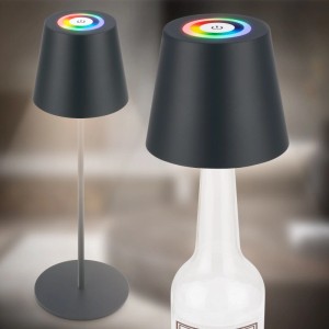 Brilo Akku Tischleuchte Calida Touch Dimmbar Flaschenaufsatz 36 cm Anthrazit