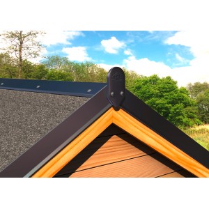 Ortblech-Abschlusskappe in Anthrazit auf einem Dach montiert.