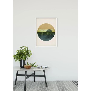 Komar Wandbild Mirrors, 50x70 cm, mit abstraktem Kreis-Design in Beige, Grün und Blau.