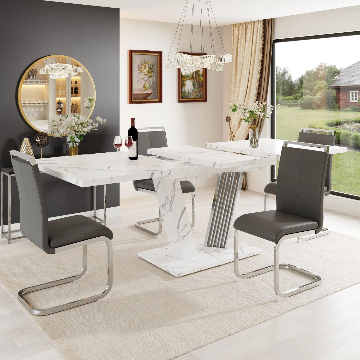 okwish Ausziehtisch Küchen-/Wohnzimmertisch mit Holzoptik 120 x 80 cm Weiß kaufen bei OBI