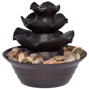 Dobar Zimmerbrunnen mit 3 Etagen in Lotusblütenform und Ziersteinen.