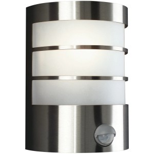 Moderne Philips Calgary IR Außenwandleuchte aus Edelstahl mit Bewegungsmelder.