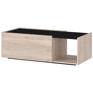 Germania Couchtisch Eiche/Schwarz, 112x37x53 cm, mit Klappen und offenem Fach. Moderner Wohnzimmertisch.