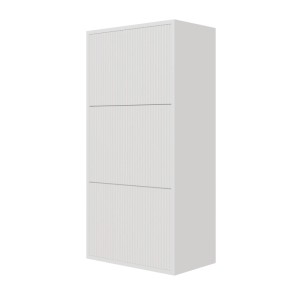 Selsey Schuhschrank Veldio, hängend, weiß, mit drei Rillenfronten, 50 cm breit, modern.