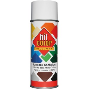 Hitcolor Sprühlack Reinweiß hochglänzend, 400ml Dose.