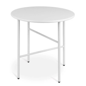 Weißer Bomoe Finn Beistelltisch (Ø 44x46cm) aus Metall, ideal für Garten und Balkon.