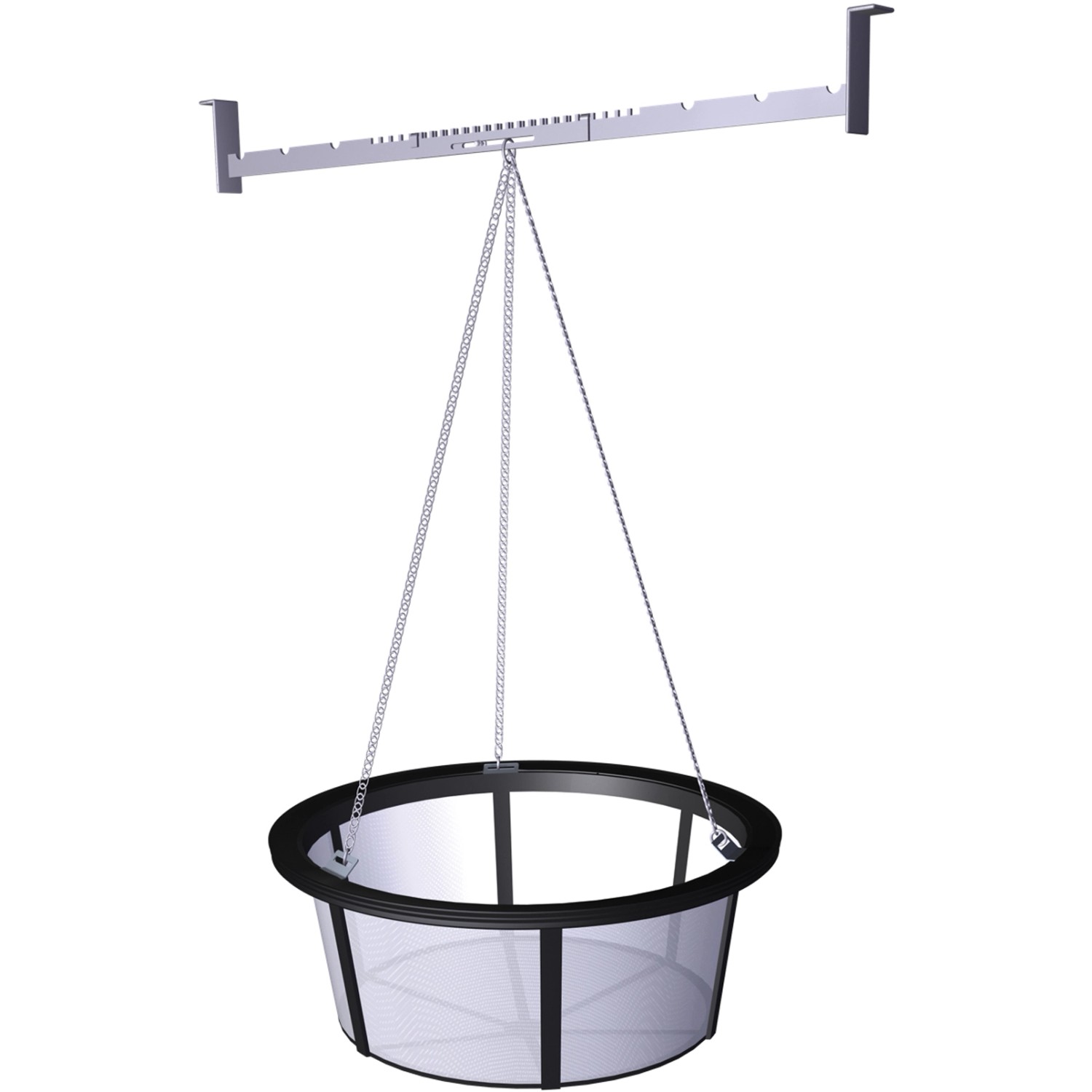 4rain Filterkorb für Flachtank-Paket, hängend an Kette und Halterung.