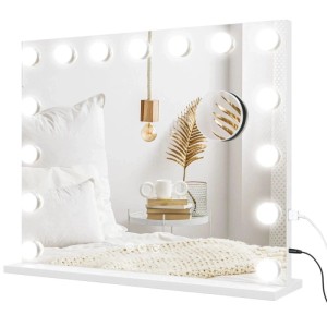 HOMCOM Hollywood Spiegel mit Beleuchtung mit 15 LED Licht Kosmetikspiegel