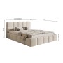 Selsey Polsterbett Cloudy 180 cm, hellbeige Boucle-Stoff, gepolstertes Kopfteil mit Quadraten, Bettkasten.
