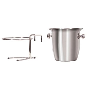 Trendy by Devries Champagnerkühler mit Halterung für Strandkörbe, silberfarben.