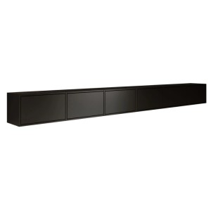 Schwarzes Selsey Framme TV-Hängeboard, 300 cm breit, wandmontiert, grifflos, matt. Moderner TV-Schrank.