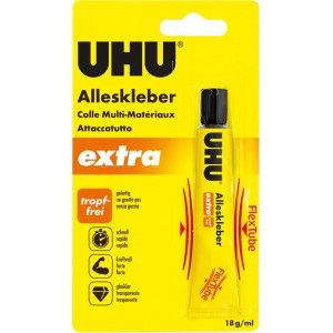 Uhu Extra Alleskleber Flex Tube, 18g, transparent, für vielfältige Materialien.