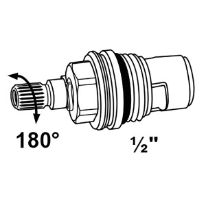 Keramik-Oberteil aus Messing, 180° Verschluss, für 13 mm (1/2) Ventile.