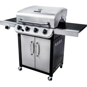Char-Broil Convective 440 S Gasgrill mit 4 Brennern und Seitenkocher aus Edelstahl.