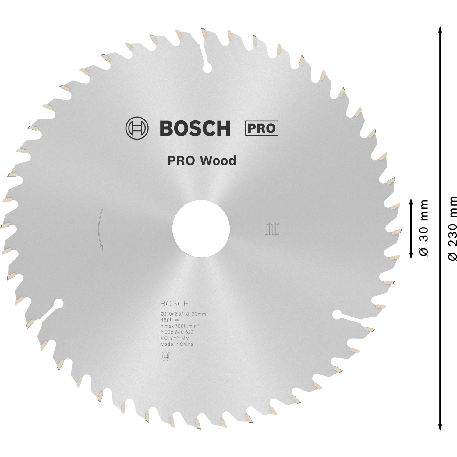 Bosch Kreissägeblatt Optiline Wood, Ø 210 mm, 48 Zähne für präzise Holzschnitte.