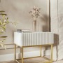 Selsey Nachttisch Veldio Rillenfront Goldfarbenes Gestell Weiß 50 cm_3