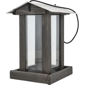 Vogelhaus Schiebedach aus Metall 28 cm x 19 cm x 19 cm Grau-Braun