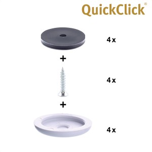 Wagner QuickClick Slim Hyper Gleiter-Set, 4-teilig, grau, Ø 30 mm. Möbelgleiter für Teppich und Co.