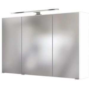 Weißer Held Möbel 3D-Spiegelschrank Verona, 100 cm breit, mit LED-Leuchte. Badezimmerschrank.