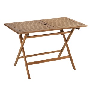 Rechteckiger, brauner Gartentisch Greenville aus FSC®-Holz, 120x70 cm, klappbar.
