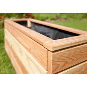 Kiehn-Holz Pflanzkasten aus Lärche, unbehandelt, 115x40x43 cm. Detailansicht des Holz-Hochbeets.