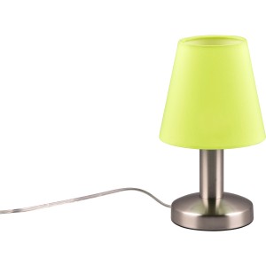 Trio Nachttischlampe Mats II, Nickel matt/Grün, Ø 14cm. Tischleuchte mit Touchschalter.
